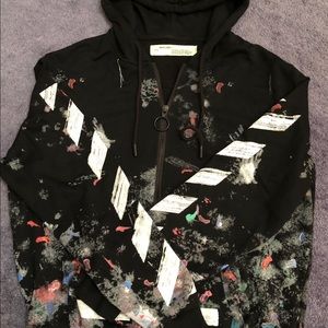 off white hoodie with paint splatter